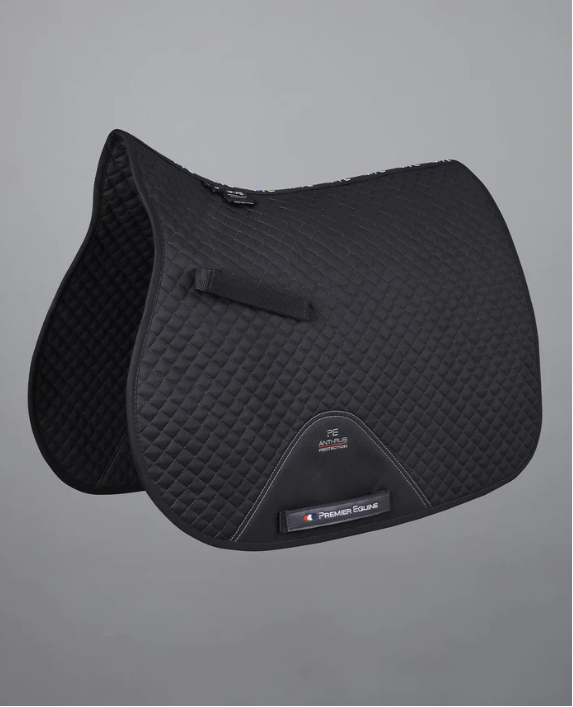 Premier Equine Plain Cotton Saddle Pad - GP/Jump Square. Includes single embroidery on both sides.