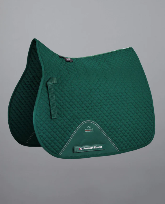 Premier Equine Plain Cotton Saddle Pad - GP/Jump Square. Includes single embroidery on both sides.