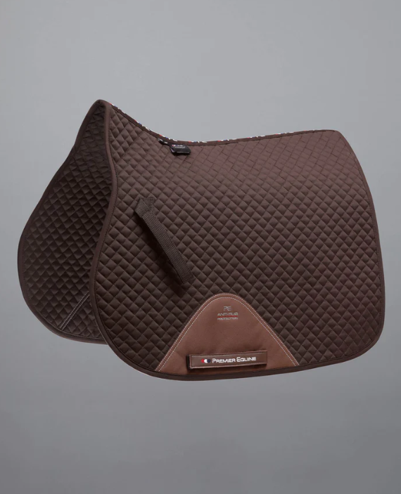 Premier Equine Plain Cotton Saddle Pad - GP/Jump Square. Includes single embroidery on both sides.