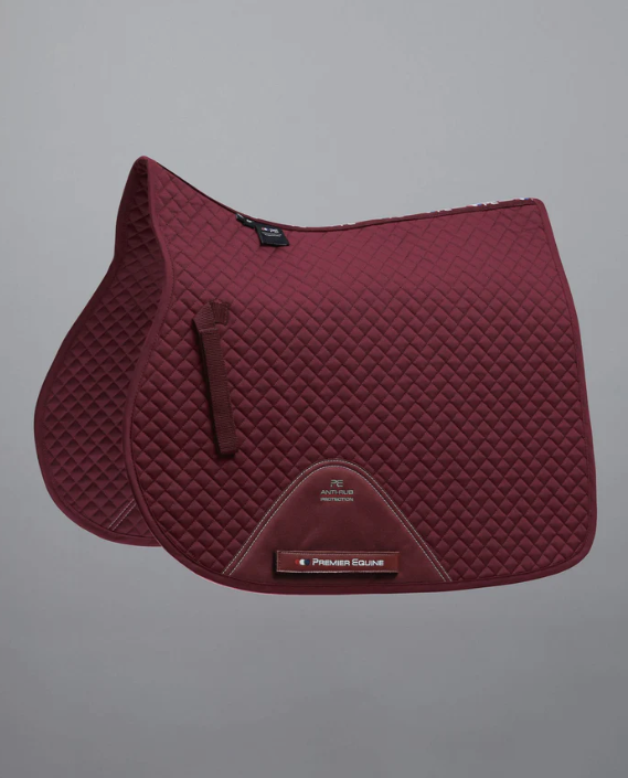 Premier Equine Plain Cotton Saddle Pad - GP/Jump Square. Includes single embroidery on both sides.