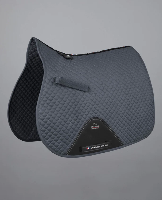 Premier Equine Plain Cotton Saddle Pad - GP/Jump Square. Includes single embroidery on both sides.