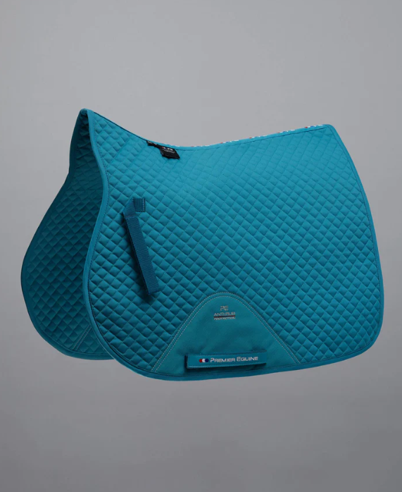 Premier Equine Plain Cotton Saddle Pad - GP/Jump Square. Includes single embroidery on both sides.