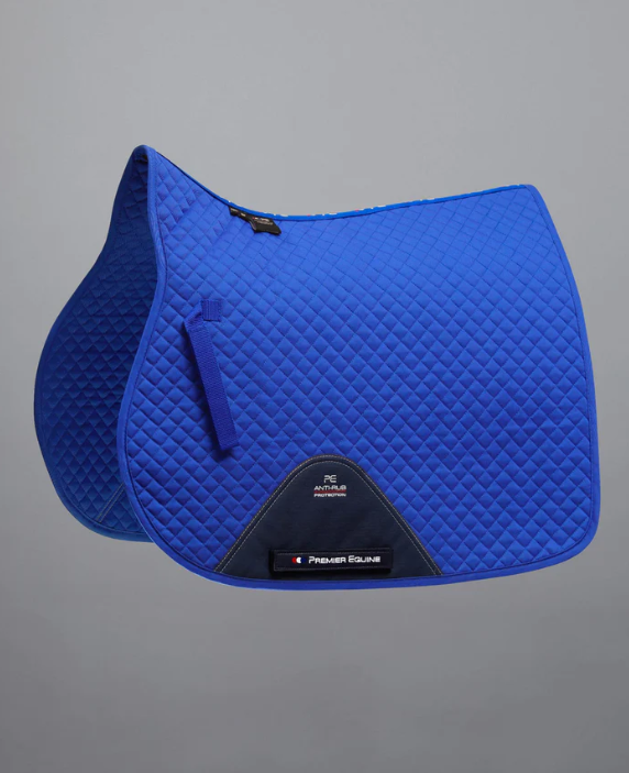 Premier Equine Plain Cotton Saddle Pad - GP/Jump Square. Includes single embroidery on both sides.