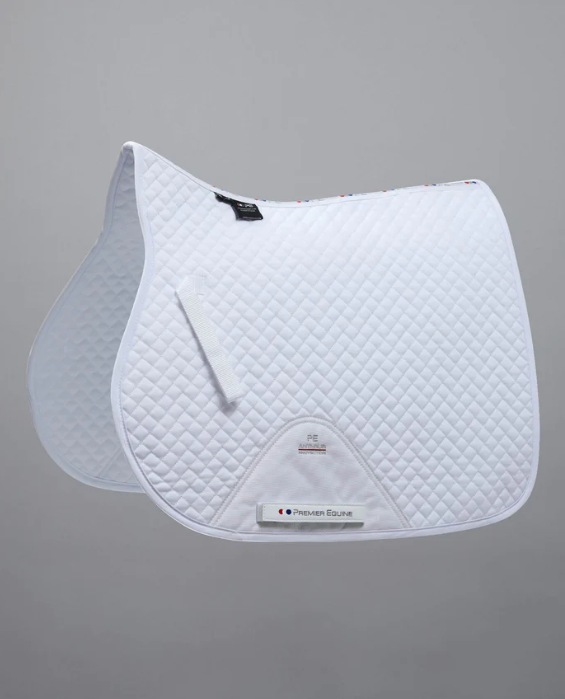 Premier Equine Plain Cotton Saddle Pad - GP/Jump Square. Includes single embroidery on both sides.