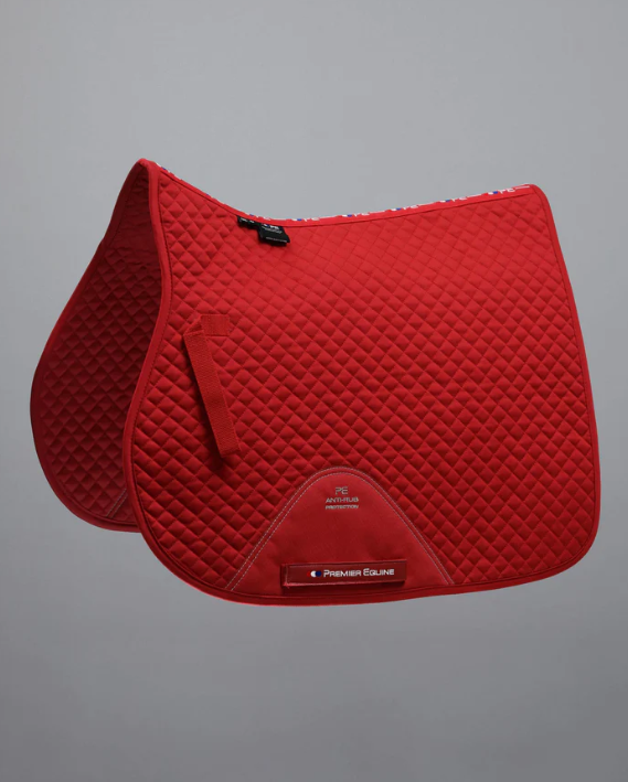 Premier Equine Plain Cotton Saddle Pad - GP/Jump Square. Includes single embroidery on both sides.