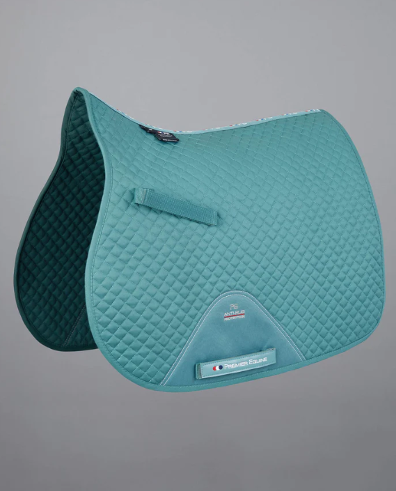 Premier Equine Plain Cotton Saddle Pad - GP/Jump Square. Includes single embroidery on both sides.