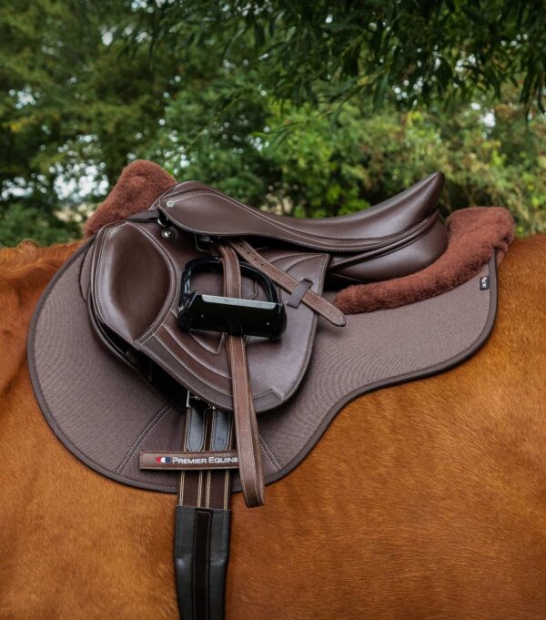 Premier Equine Close Contact Airtechnology Shockproof Wool GP/Jump Saddle Pad in Brown/Brown Wool – view 2