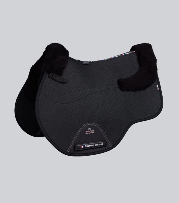 Premier Equine Close Contact Airtechnology Shockproof Wool GP/Jump Saddle Pad in Black/Black Wool – view 1