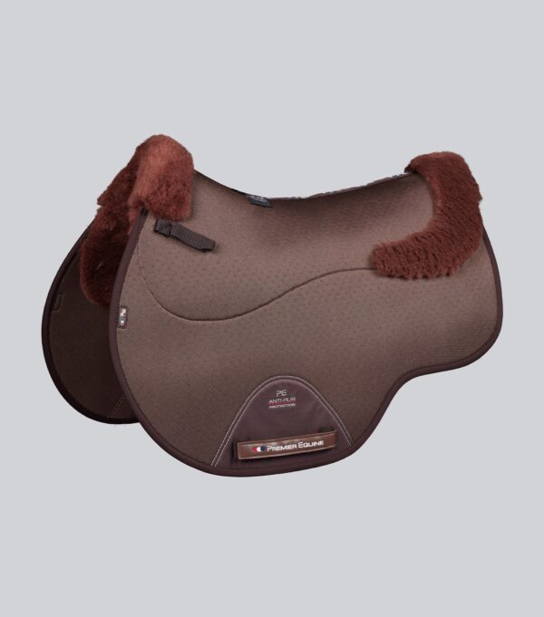 Premier Equine Close Contact Airtechnology Shockproof Wool GP/Jump Saddle Pad in Brown/Brown Wool – view 1