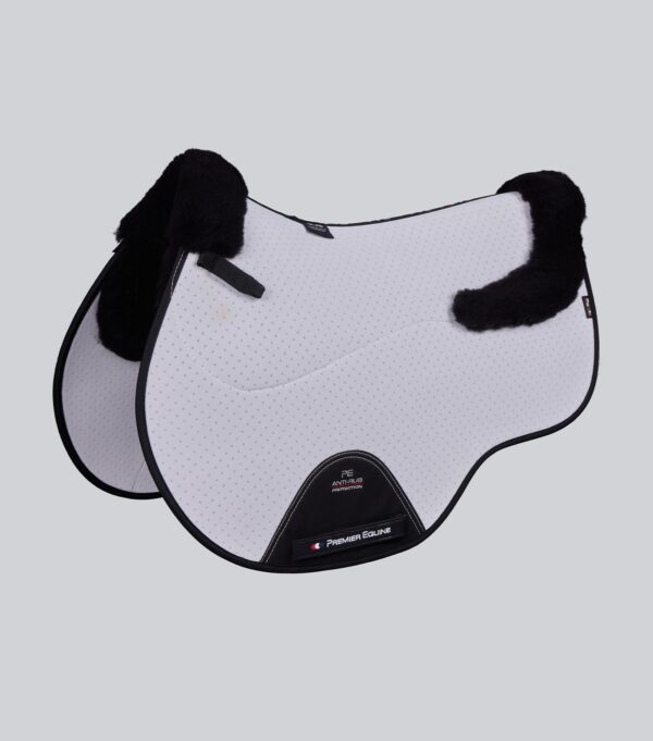 Premier Equine Close Contact Airtechnology Shockproof Wool GP/Jump Saddle Pad in White/Black Wool – view 1