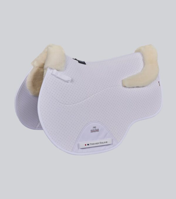 Premier Equine Close Contact Airtechnology Shockproof Wool GP/Jump Saddle Pad in White/Natural Wool – view 1