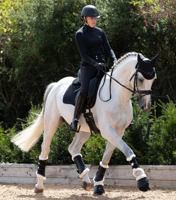 Premier Equine Close Contact Merino Wool European Dressage Saddle Pad in Black/Black Wool – view 5