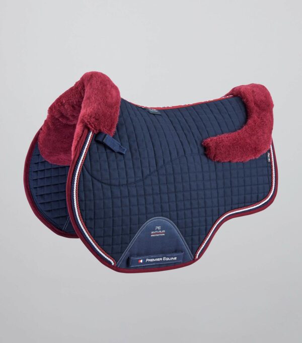 Premier Equine Pony Close Contact Merino Wool Half Lined European GP/Jump Square in Navy/Burgundy Wool – view 1