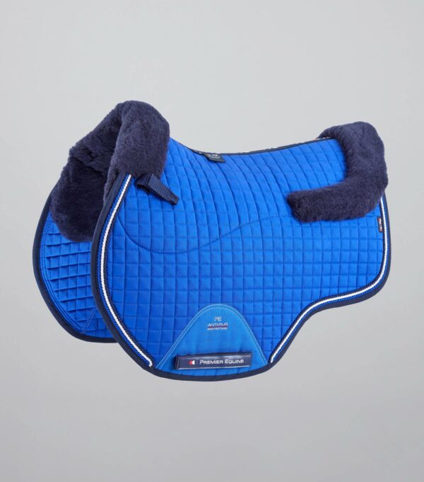 Premier Equine Pony Close Contact Merino Wool Half Lined European GP/Jump Square in Royal Blue/Navy Wool – view 1
