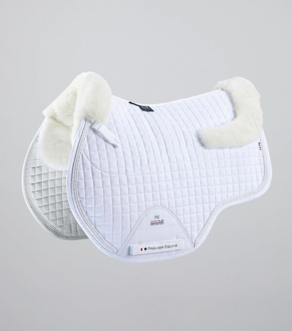 Premier Equine Pony Close Contact Merino Wool Half Lined European GP/Jump Square in White/Natural Wool – view 1