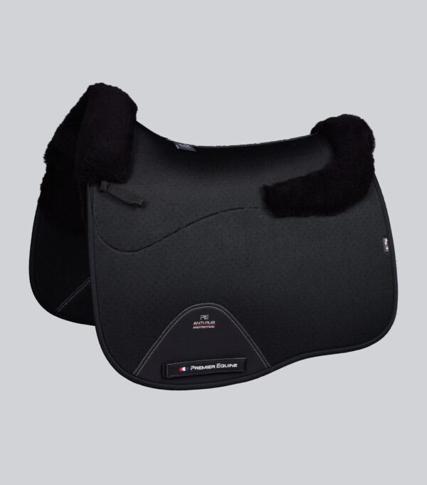 Premier Equine Close Contact Airtechnology Shockproof Wool Dressage Saddle Pad in Black/Black Wool – view 1
