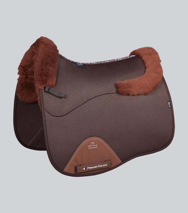 Premier Equine Close Contact Airtechnology Shockproof Wool Dressage Saddle Pad in Brown/Brown Wool – view 1