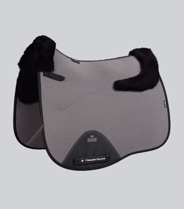Premier Equine Close Contact Airtechnology Shockproof Wool Dressage Saddle Pad in Grey/Black Wool – view 1