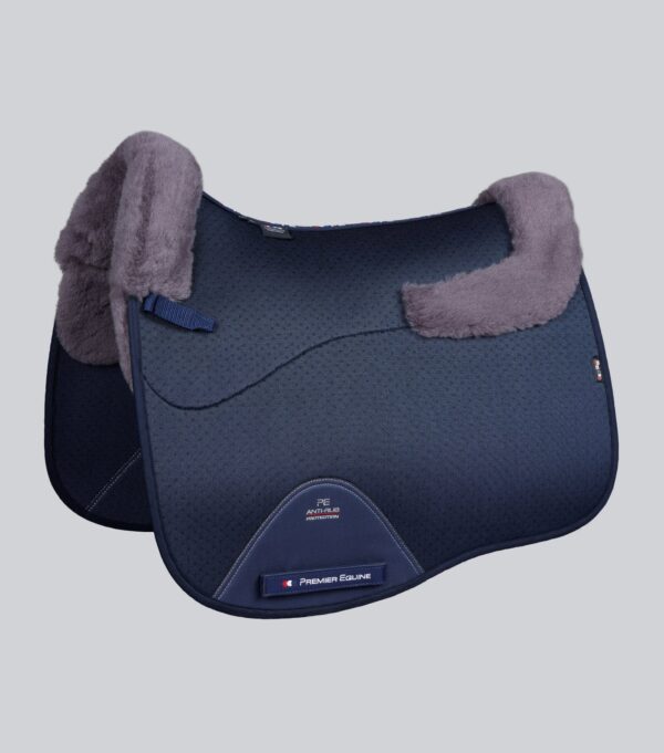 Premier Equine Close Contact Airtechnology Shockproof Wool Dressage Saddle Pad in Navy/Grey Wool – view 1