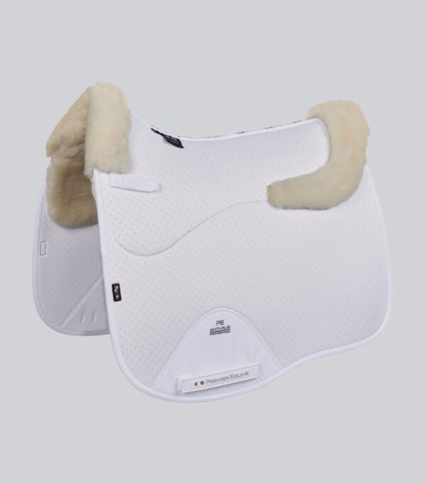 Premier Equine Close Contact Airtechnology Shockproof Wool Dressage Saddle Pad in White/Natural Wool – view 1