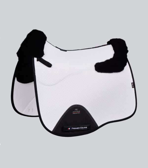 Premier Equine Close Contact Airtechnology Shockproof Wool Dressage Saddle Pad in White/Black Wool – view 1