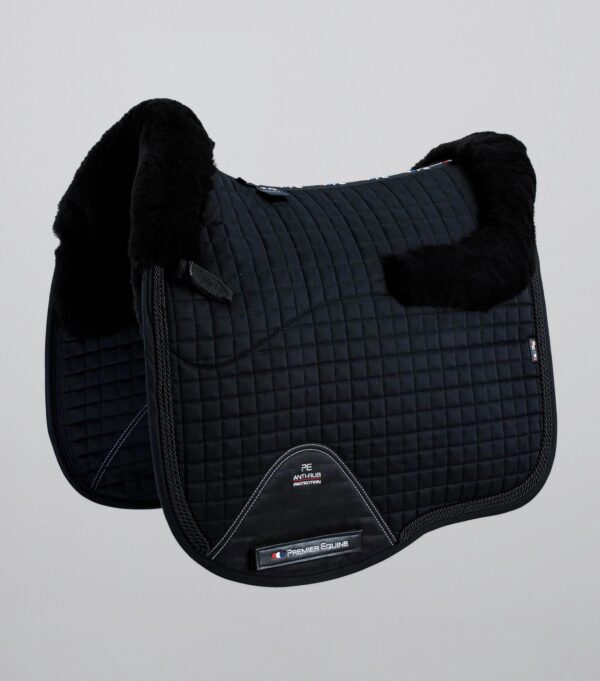 Premier Equine Close Contact Merino Wool European Dressage Saddle Pad in Black/Black Wool – view 1
