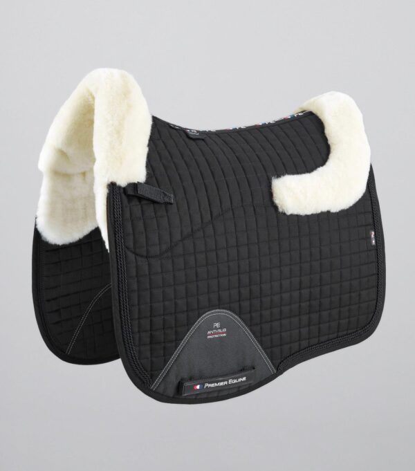 Premier Equine Close Contact Merino Wool European Dressage Saddle Pad in Black/Natural Wool – view 1