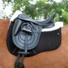 Premier Equine Close Contact Merino Wool European Dressage Saddle Pad in Black/Natural Wool – view 5