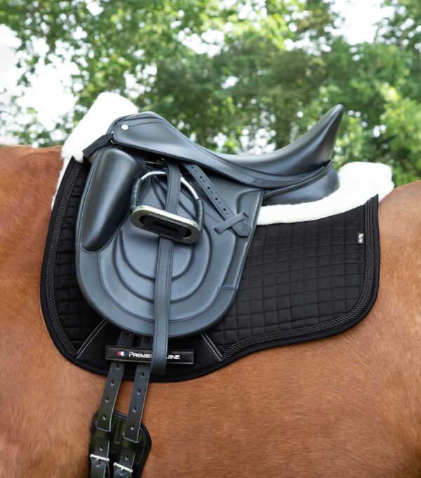 Premier Equine Close Contact Merino Wool European Dressage Saddle Pad in Black/Natural Wool – view 5