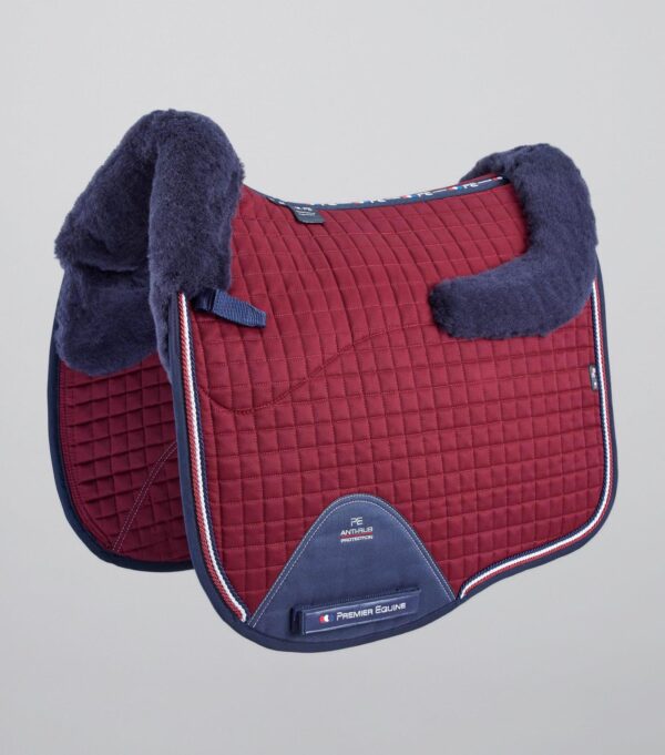 Premier Equine Close Contact Merino Wool European Dressage Saddle Pad in Burgundy/Navy Wool – view 1