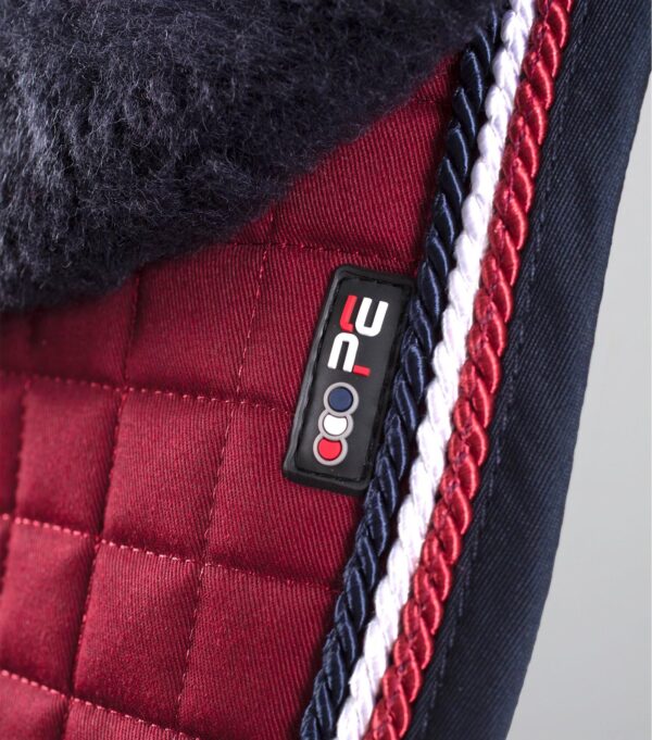 Premier Equine Close Contact Merino Wool European Dressage Saddle Pad in Burgundy/Navy Wool – view 3