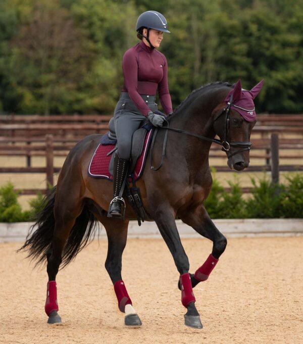 Premier Equine Close Contact Merino Wool European Dressage Saddle Pad in Burgundy/Navy Wool – view 5