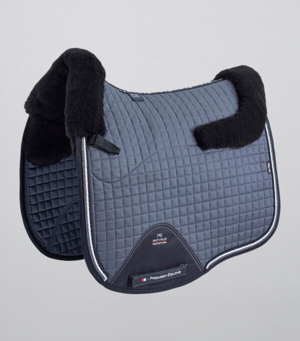Premier Equine Close Contact Merino Wool European Dressage Saddle Pad in Grey/Black Wool – view 1