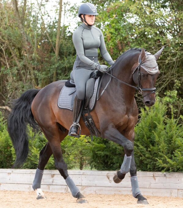 Premier Equine Close Contact Merino Wool European Dressage Saddle Pad in Grey/Black Wool – view 5