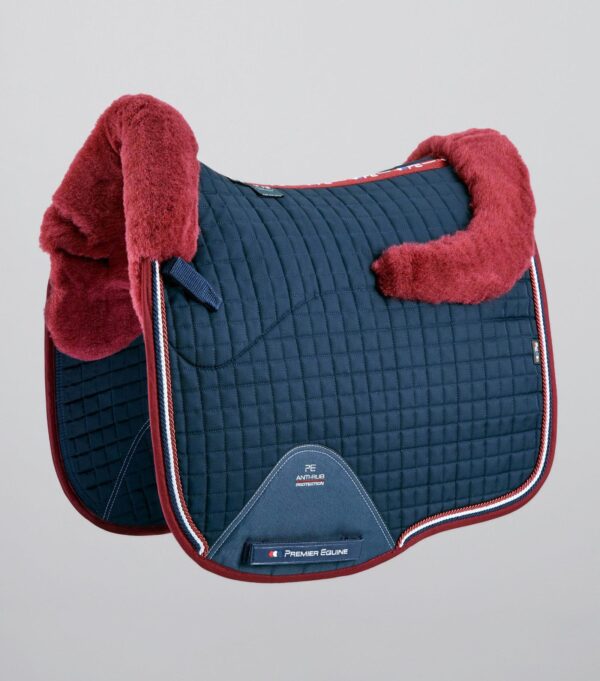 Premier Equine Close Contact Merino Wool European Dressage Saddle Pad in Navy/Burgundy Wool – view 1
