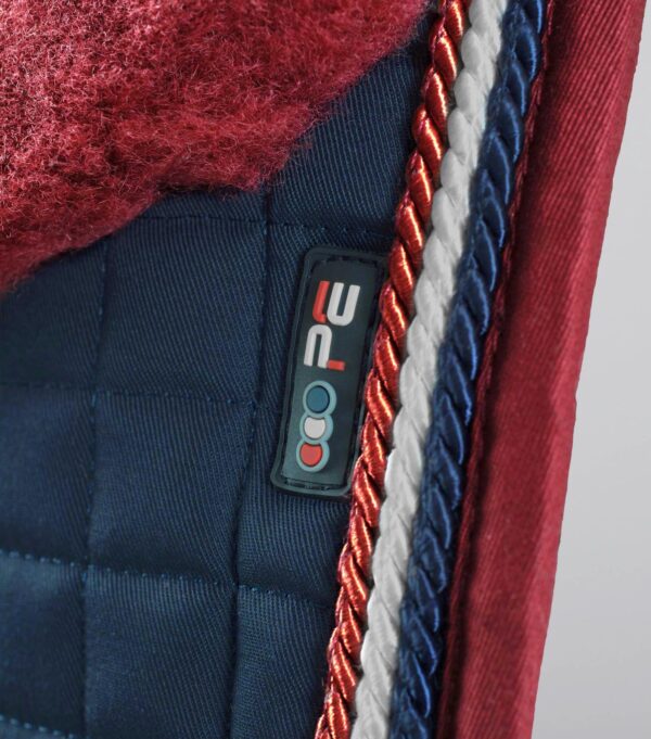 Premier Equine Close Contact Merino Wool European Dressage Saddle Pad in Navy/Burgundy Wool – view 3