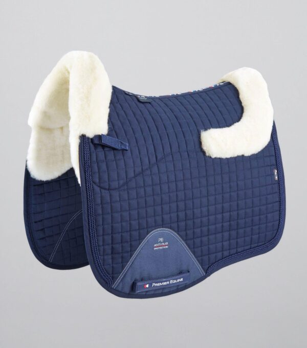 Premier Equine Close Contact Merino Wool European Dressage Saddle Pad in Navy/Natural Wool – view 1