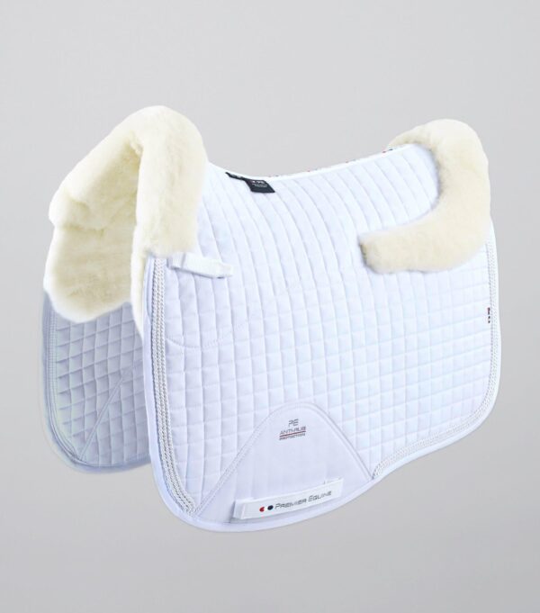 Premier Equine Close Contact Merino Wool European Dressage Saddle Pad in White/Natural Wool – view 1