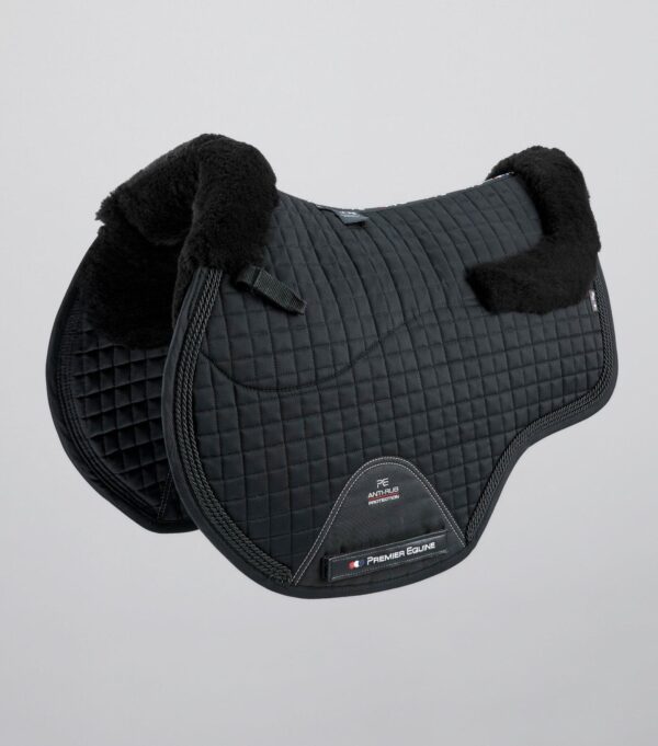 Premier Equine Close Contact Merino Wool European GP/Jump Saddle Pad in Black/Black Wool – view 1