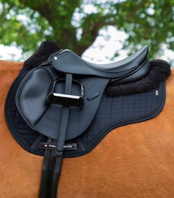 Premier Equine Close Contact Merino Wool European GP/Jump Saddle Pad in Black/Black Wool – view 2