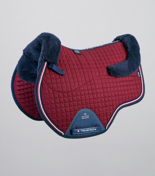 Premier Equine Close Contact Merino Wool European GP/Jump Saddle Pad in Burgundy/Navy Wool – view 1