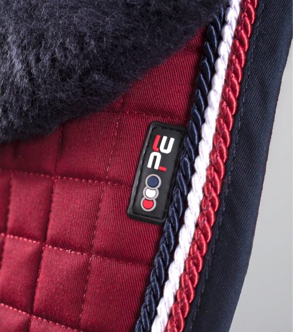 Premier Equine Close Contact Merino Wool European GP/Jump Saddle Pad in Burgundy/Navy Wool – view 2