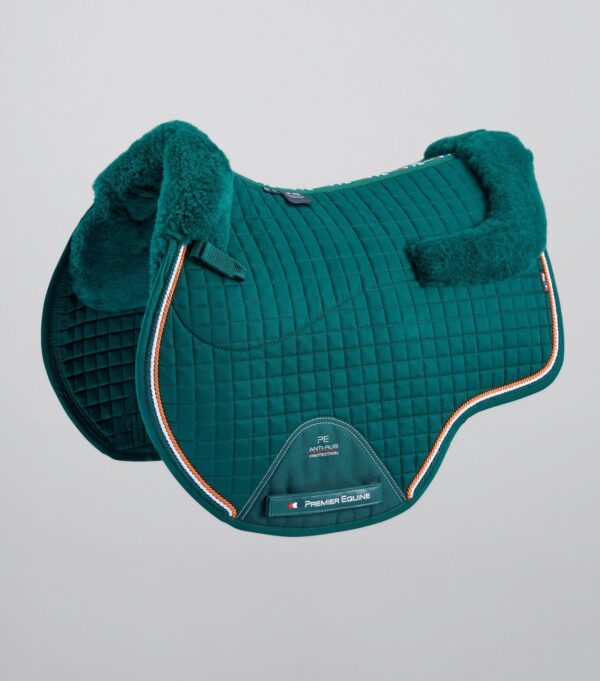 Premier Equine Close Contact Merino Wool European GP/Jump Saddle Pad in Green/Green Wool – view 1
