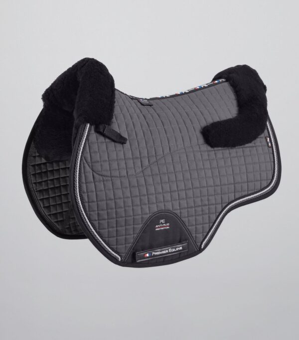 Premier Equine Close Contact Merino Wool European GP/Jump Saddle Pad in Grey/Black Wool – view 1