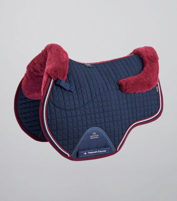 Premier Equine Close Contact Merino Wool European GP/Jump Saddle Pad in Navy/Burgundy Wool – view 1