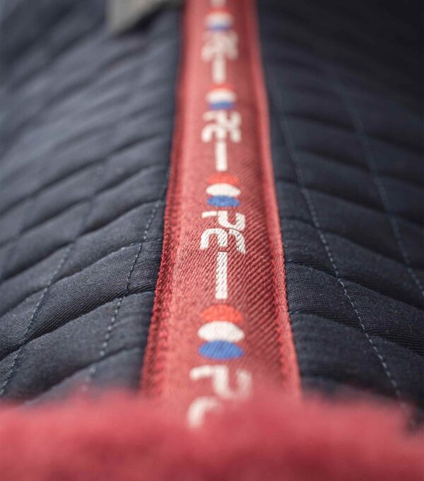 Premier Equine Close Contact Merino Wool European GP/Jump Saddle Pad in Navy/Burgundy Wool – view 6