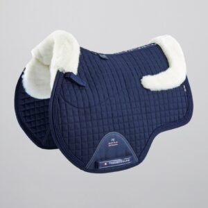 Premier Equine Close Contact Merino Wool European GP/Jump Saddle Pad in Navy/Natural Wool – view 1