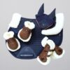 Premier Equine Close Contact Merino Wool European GP/Jump Saddle Pad in Navy/Natural Wool – view 2