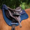 Premier Equine Close Contact Merino Wool European GP/Jump Saddle Pad in Navy/Navy Wool – view 2