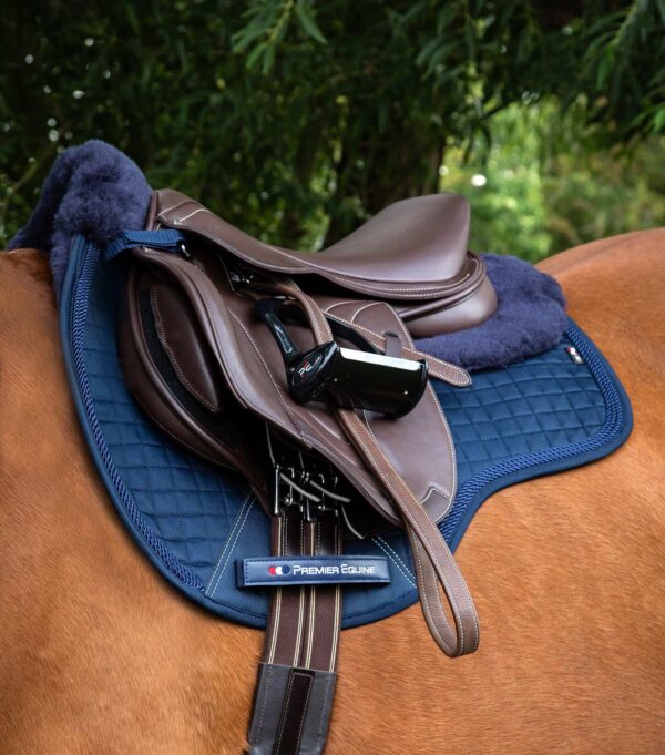 Premier Equine Close Contact Merino Wool European GP/Jump Saddle Pad in Navy/Navy Wool – view 2